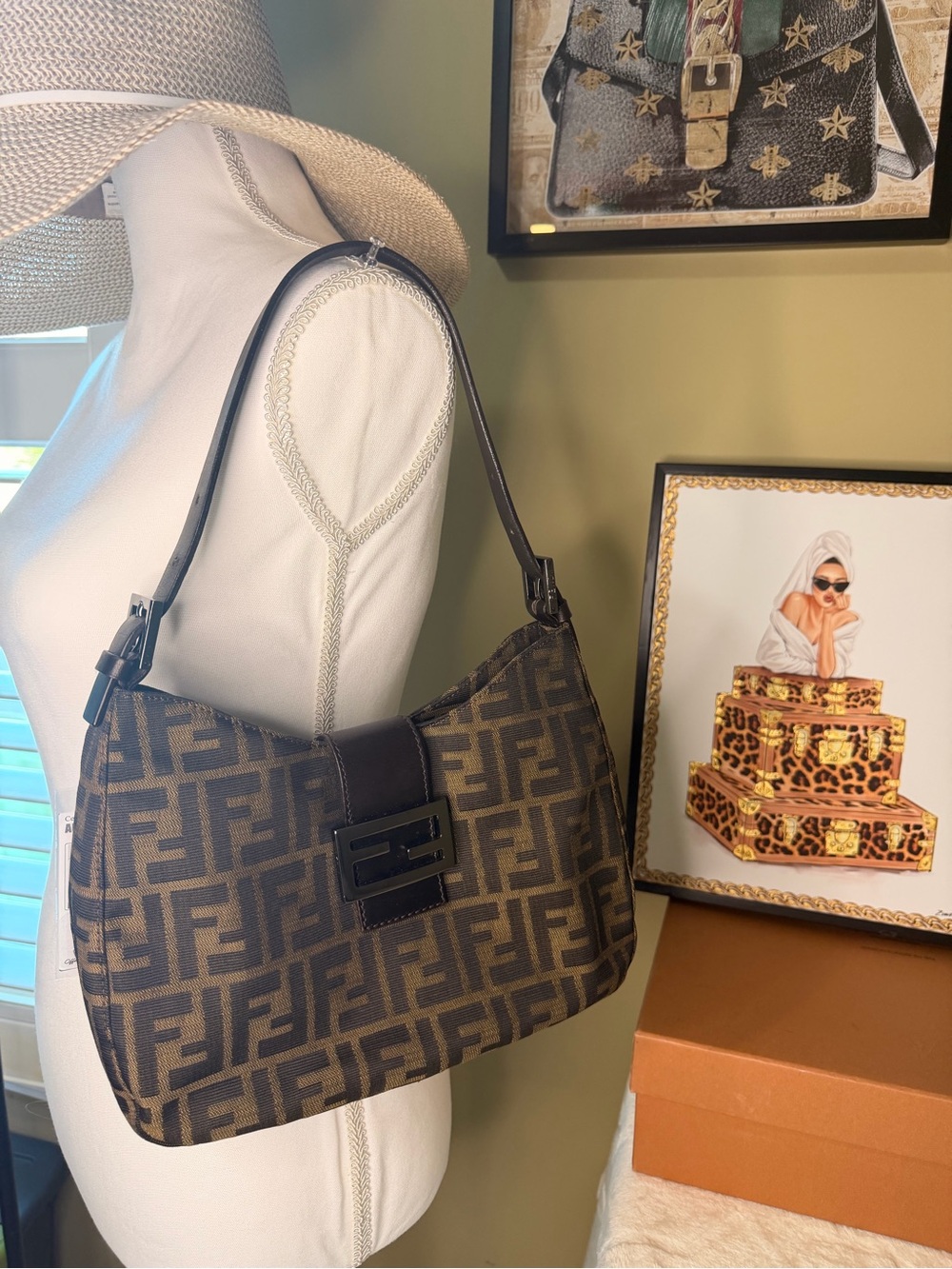 Fendi Brown and Black Zucca Canvas Mamma Baguette Shoulder Bag - Picture 16 of 16